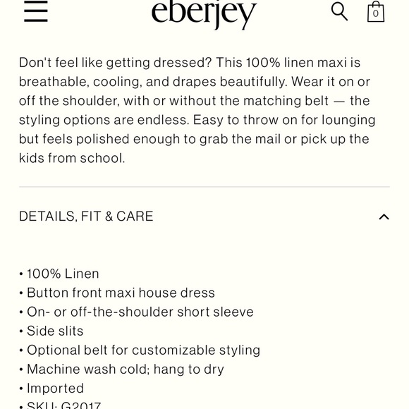 🌱 NWT Eberjey Linen Harper Dress 🌼 - Picture 6 of 8